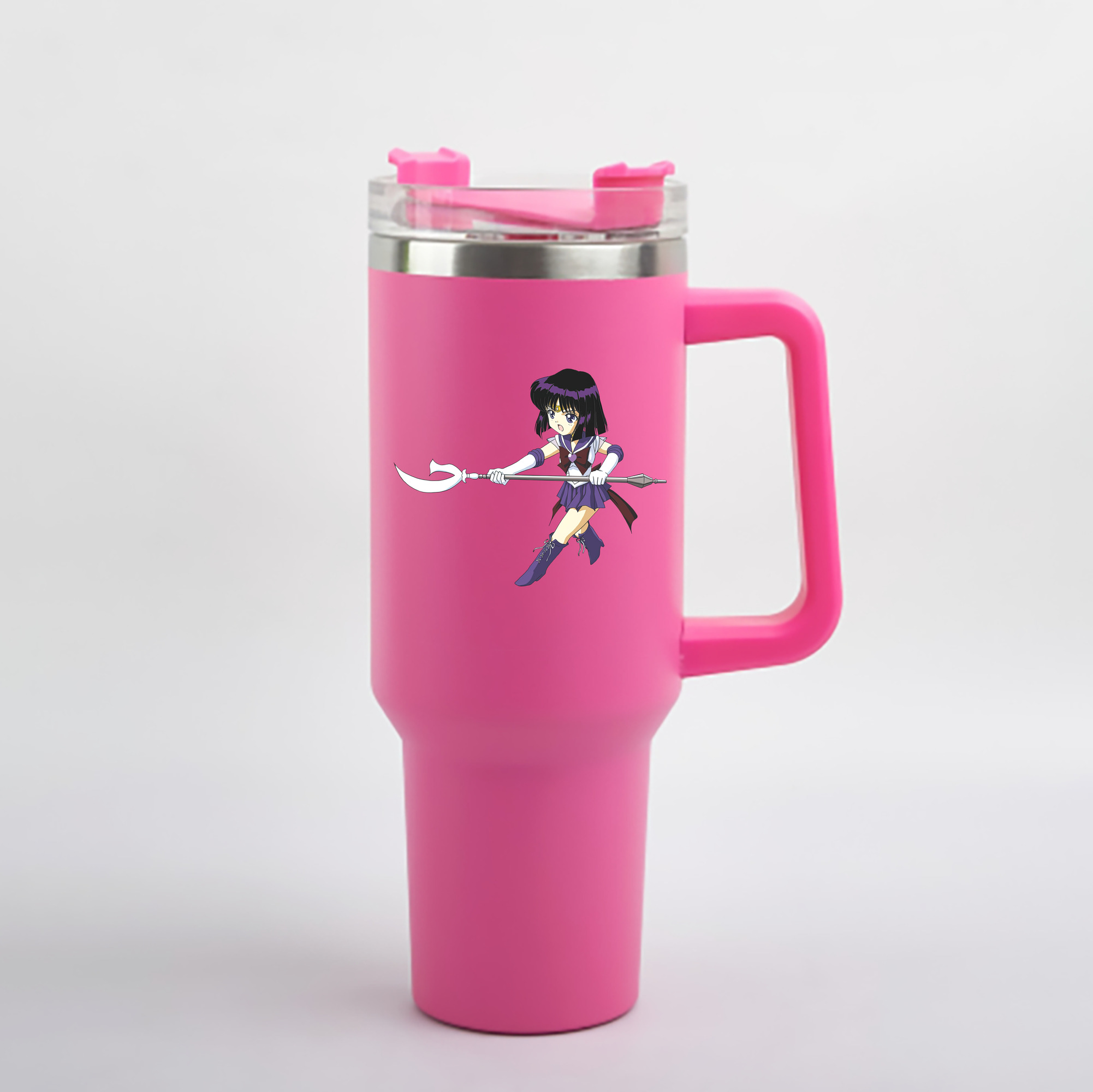 （画像用） 美少女戦士セーラームーン 土萠ほたる Sailor Moon Tomoe Hotaru （セーラーサターン；Sailor Saturn） 1200mL車用タンブラー - クリスタルステッカー（プラスチックストロー付き）